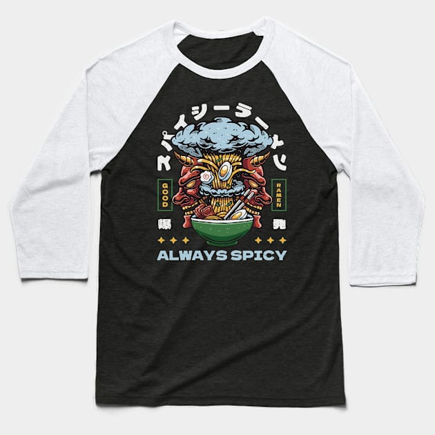 Spicy Ramen Baseball T-Shirt by Rexgraphic